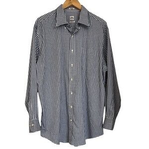 Peter Millar Men's Navy Blue White Nanoluxe Easy Care Twill Check Shirt Size XL